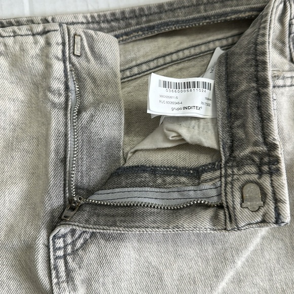 Zara Gray Wash Denim Pencil Short Jean Skirt Womens Small Back Split Coquette - Picture 5 of 12